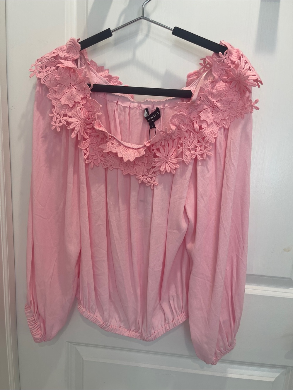 Generation Love Pink Floral Lace Off-Shoulder Blouse